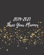 Three Year Planner 2019-2021: Blacnk and Golden Stars 3 Year Calendar Planner - 2019-2021 Monthly Schedule Organizer Three Year Calendar Planner, 36