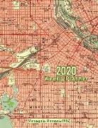 2020 Weekly Planner: Minneapolis, Minnesota (1952): Vintage Topo Map Cover