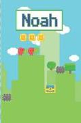 Noah: Personalized Named Gamer Journal Notebook Cool 8 Bit Platform Game Cover for Boy's and Men Lined Pages