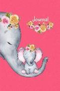 Journal: Elegant Elephant Mother and Child Watercolor Notebook Lined