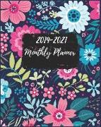 2019-2021 Monthly Planner: Colorful Floral and Leaves 3 Year Calendar Planner 36 Months Planner and Calendar, Monthly Calendar Planner 2019-2021