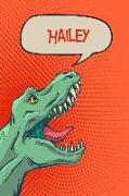 Hailey: Personalized Dino Isometric Dot Paper Notebook 120 Pages 6x9