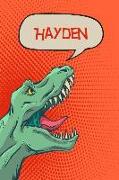 Hayden: Personalized Dino Isometric Dot Paper Notebook 120 Pages 6x9