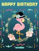 Happy Birthday: Cute Personalised Flamingo Happy Birthday Draw & Write Notebook/Journal for Boys