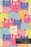 Flexible Daily Planner: Friendly Colored Cat Collection Makes This Undated Calendar Purrfect for Home, School or Office