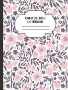 Composition Notebook: College Ruled Narrow Line Comp Books for School - Pink Purple Tulips