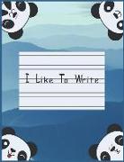 I Like to Write: Double Line Notebook for Kids - Blue Panda