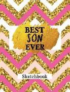 Best Son Ever: Watercolor Notebook Journal Sketchbook Pink Gold Glitter Design