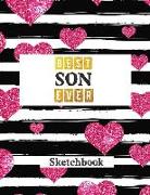 Best Son Ever: Sketch Book for Writing Drawing Doodling Sketching Pink Heart Design