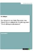 Zur Aktualität des Gabe-Theorems von Marcel Mauss anhand der Forderung eines "Mindestbürgereinkommens"