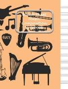 Blank Sheet Music Composition Notebook: Musical Cover 12 Staves Evenly Spaced 100 Sheets 8.5 X 11 Size Manuscript Paper