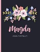 Magda: Floral Personalized Lined Journal with Inspirational Quotes