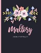 Mallory: Floral Personalized Lined Journal with Inspirational Quotes