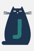 J: Personalized Cat Blank Lined Notebook, College Ruled Journal for Cat Lovers, Students and Teachers