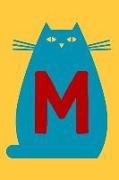 M: Personalized Cat Blank Lined Notebook, College Ruled Journal for Cat Lovers, Students and Teachers