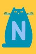 N: Personalized Cat Blank Lined Notebook, College Ruled Journal for Cat Lovers, Students and Teachers