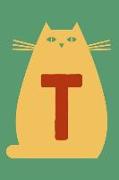 T: Personalized Cat Blank Lined Notebook, College Ruled Journal for Cat Lovers, Students and Teachers