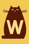 W: Personalized Cat Blank Lined Notebook, College Ruled Journal for Cat Lovers, Students and Teachers