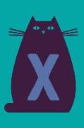 X: Personalized Cat Blank Lined Notebook, College Ruled Journal for Cat Lovers, Students and Teachers