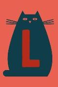 L: Personalized Cat Blank Lined Notebook, College Ruled Journal for Cat Lovers, Students and Teachers