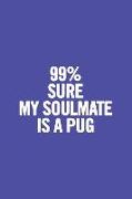 99% Sure My Soulmate Is a Pug: Blank Lined Notebook
