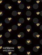 Notebook Black Edition: Golden Hearts Black Paper Journal - College Ruled - 8.5 x 11 inch