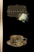 Journal: Gold Tea Cup Blank Journal Time for Tea 120 Lined Decorated Pages Soft Cover (Gold Tea Cup Journal Collection)(Vol 1)