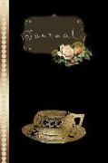 Journal: Gold Tea Cup Blank Journal Time for Tea 120 Lined Decorated Pages Soft Cover (Gold Tea Cup Journal Collection)(Vol 3)