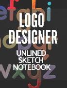 LOGO Designer Unlined Sketch Notebook: Perfect for Artists Architectural Fashion Graphic Designers, Table of Content with Page Numbers, Large Blank Wh