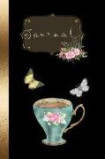 Journal: Tea Cup Blank Journal Time for Tea 120 Lined Decorated Pages Soft Cover (Vol 2)