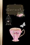 Journal: Tea Cup Blank Journal Time for Tea 120 Lined Decorated Pages Soft Cover (Vol 3)