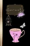 Journal: Tea Cup Blank Journal Time for Tea 120 Lined Decorated Pages Soft Cover (Vol 4)