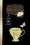 Journal: Tea Cup Blank Journal Time for Tea 120 Lined Decorated Pages Soft Cover (Vol 5)