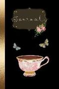 Journal: Vintage Tea Cup Blank Journal Time for Tea 120 Lined Decorated Pages Soft Cover (Vol 1)