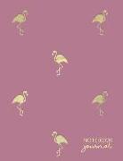 Notebook Journal: NEW - Notebook A4 Lined - Gold Flamingos on Vintage Mauve