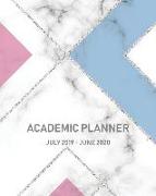 Academic Planner July 2019-June 2020: Yearly Calendar and Day Planner of Academic Year 2019 for College Student, Marble Cover