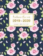 2019-2020 Academic Planner Weekly and Monthly: Watercolor Roses Pink Daily Weekly Monthly Calendar Schedule Organizer