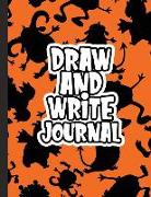 Draw and Write Journal: Kids Drawing & Writing Paper - Half Page Lined Paper with Drawing Space - Halloween Monsters Orange