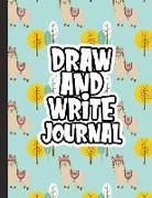 Draw and Write Journal: Kids Drawing & Writing Paper - Half Page Lined Paper with Drawing Space - Llama Green