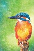 Notes: Common Kingfisher on the Hunting Position, Close - Blank College-Ruled Lined Notebook