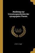 Nachtrag Zur Literaturgeschichte Der Synagogalen Poesie