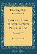Index to Usda Miscellaneous Publications