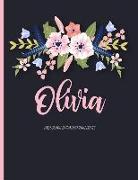 Olivia: Floral Personalized Lined Journal with Inspirational Quotes