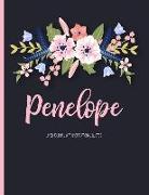 Penelope: Floral Personalized Lined Journal with Inspirational Quotes