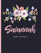 Savannah: Floral Personalized Lined Journal with Inspirational Quotes