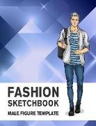 Fashion Sketchbook Male Figure Template: 440 Large Male Figure Template for Easily Sketching Your Fashion Design Styles and Building Your Portfolio