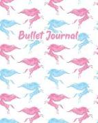 Bullet Journal: Pink & Blue Unicorn Pattern: Dot Grid Paper, 8 X 10" Perfect Bound Softcover Dotted Notebook