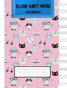 Blank Sheet Music for Students: Composition Music and Lyrics Practice Pink Cool Cats Notebook