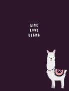 Live Love Llama: Cute Llama Notebook &#9733, Personal Notes &#9733, Daily Diary &#9733, Office Supplies 8.5 X 11 - Big Notebook 150 Pag