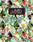 Bullet Journal: Tropical Jungle Rainforest Flowers: Dot Grid Paper, 8 X 10 Perfect Bound Softcover Dotted Notebook, Glossy Cover